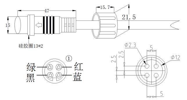 图B2  单元配套四芯航空插座尺寸要求